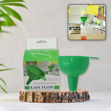 Green silicone funnel for easy pouring of liquids and small food-grains