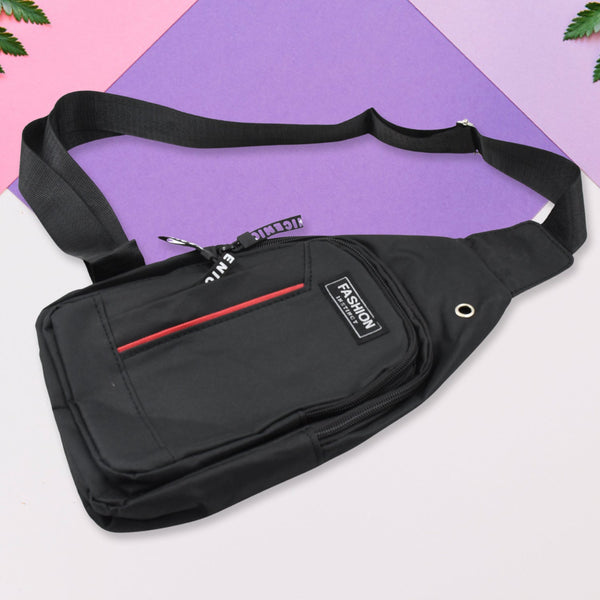 Waterproof Anti Theft Cross-body fanny pack waist bag, Shoulder Bags Chest Men Casual fashion USB Charging earphone hook Sling Travel Bag (1 Pc / Black & Grey Color)