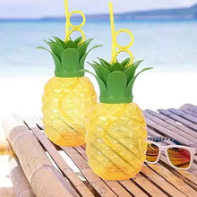 Plastic Pineapple Cups with Straw (1 Pc) - Party Favors, Hawaiian, Beach