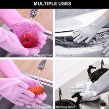 Silicone dishwashing glove, left-handed with scrubbing texture