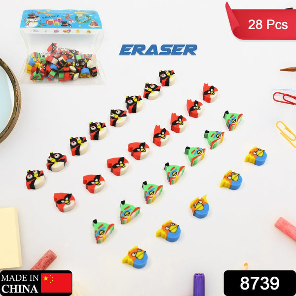 Fancy & Stylish Colorful Erasers, Mini Eraser Creative Cute Novelty Eraser for Children Different Designs Eraser Set for Return Gift, Birthday Party, School Prize (28 Pcs In 1 Packet)