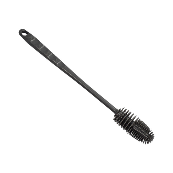 Bottle cleaning brush with flexible bristles.