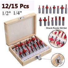 Milling cutter router bit set displayed in a storage case, emphasizing organization.